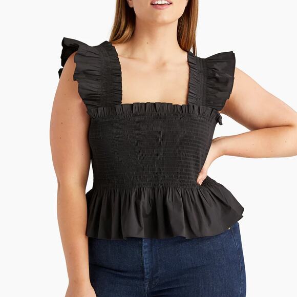 Hill House Tops - Hill House The Paz Nap Top in Black Size S